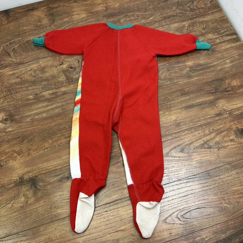 VTG 90s Looney Tunes Baby Taz 3T Fleece Sleeper Romper Red One Piece Outfit‎ USA